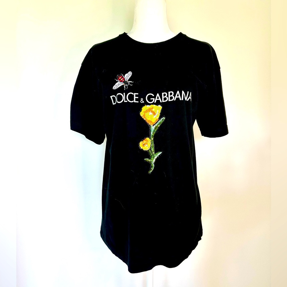 Authentic DOLCE & GABBANA Black Detailed T-shirt